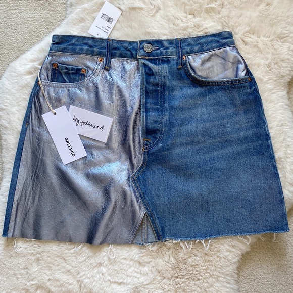 NWT GRLFRND Milla Metallic Leather Panel S… - Picture 3 of 14